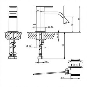 Mitigeur de lavabo B-Two avec finition chromée Piletta-Bellosta, construction en laiton, monocommande - Product Image 1