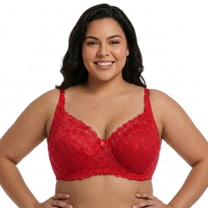 Reggiseno Minimizer con Copertura Totale e Ferretto, Imbottitura Sottile, Pizzo Floreale, Supporto per Comfort Tutto il Giorno, Taglie Forti, Vendita all'Ingrosso dalla Fabbrica - Product Image 5