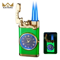 Briquet de montre au butane en gros Briquet à gaz rechargeable à double flamme bleue avec logo laser personnalisé