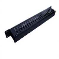 Gestion de câbles anti-corrosion en métal de qualité industrielle 1U 19 pouces horizontale noire à 24 emplacements et 48 ports pour rack réseau