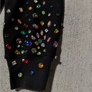 AOXI tutto diamante stampato Glitter oversize Boxy felpe invernali da <span class=keywords><strong>uomo</strong></span> con cappuccio strass pietra sbiadita acido lavaggio fornitore di felpe - Product Image 4