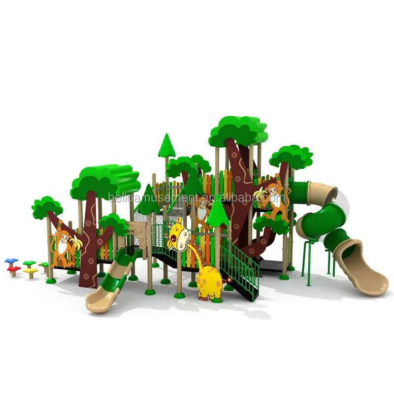 Parc à thème animaux Jungle, aire de jeux pour enfant, toboggan PE, escalade, en plein air, structure, jeu