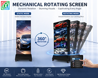 Écran d'affichage LED portable rotatif couleur pleine, affichage publicitaire numérique rotatif à 360 degrés, support au sol avec roues, 5 ans de garantie