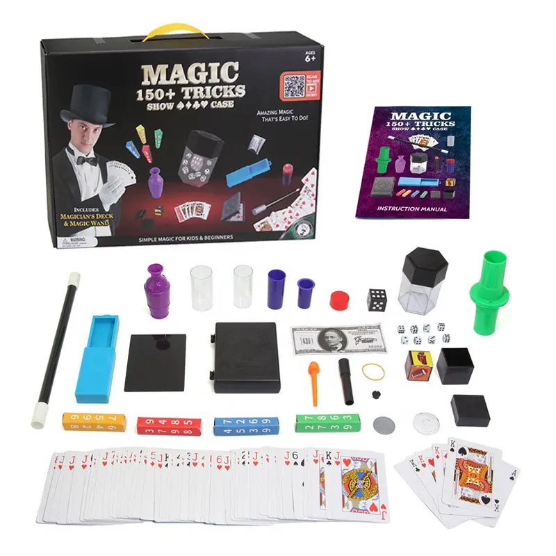 Stunning game 150 tricks learning magic show beginner easy play magic tricks box for kids