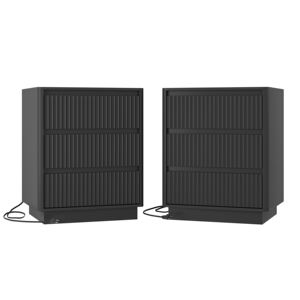 End <b>Table</b> With Fast USB C Charging Station 3 Drawer Modern Storage Cabinet <b>Sofa</b> Side <b>Table</b> Large Capacity - Product Image 5