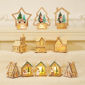 Decoraciones Navideñas Modernas de Madera, Ventana de Cabaña Iluminada, Luces Creativas para el Hogar, Adornos de Muñeco de Nieve, Adornos Colgantes para Árbol de Navidad - Product Image 2