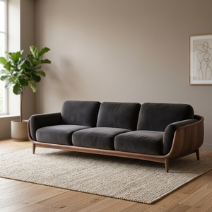 Sofá Moderno de Lujo de Tres Plazas, Diseño Escandinavo, Madera de Teca, Cuadrado, Cómodo y Duradero, Muebles para Sala de Estar - Product Image 2