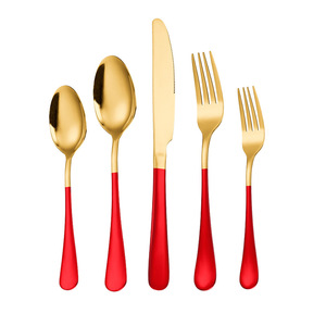1010 Stainless Steel <b>Cutlery</b> Set 5 Piece Colored Gold Plated Dishwasher Safe Western Style Flatware For Wedding - Product Image 5
