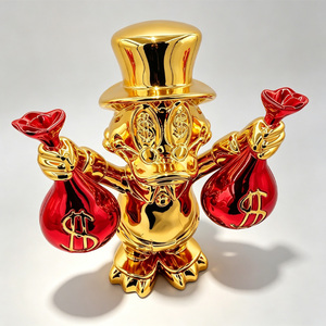 Scultura Personalizzata <span class=keywords><strong>di</strong></span> <span class=keywords><strong>Paperino</strong></span> con Borsa <span class=keywords><strong>di</strong></span> Denaro Cromata, Pezzi Decorativi per Bar, Scultura in Resina Elettroplaccata - Product Image 3