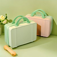 Valise de toilette personnalisable en ABS de 14 pouces, mini valise compacte et légère avec serrure, coffret cadeau