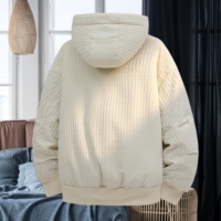 Veste d'hiver personnalisée pour homme avec doublure épaisse et moelleuse, veste à capuche, veste décontractée ample, veste en coton polyvalente