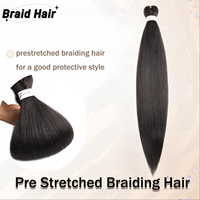 Cheveux Tressés Pré-Étirés de 52 Pouces, Texture Vague d'Eau Facile à Travailler, Mèche Unique Douce Yaki, Fibres Coréennes pour Toutes les Tresses