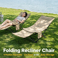 Chaise inclinable pliante rembourrée à 4 positions avec repose-pieds, portable, légère, moderne, pour pique-nique, camping, pêche, salon