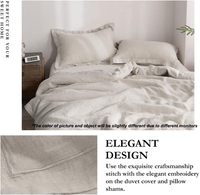 Ensemble de housse de couette 3 pièces en lin de luxe 100% Design brodé naturel lisse confortable pour chambre à coucher décor moderne