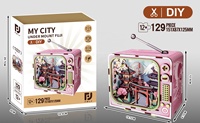89-129 pièces, jouet éducatif de construction de petite maison de montagne, puzzle en bois 3D à assembler soi-même, style télévision, avec lumière mobile