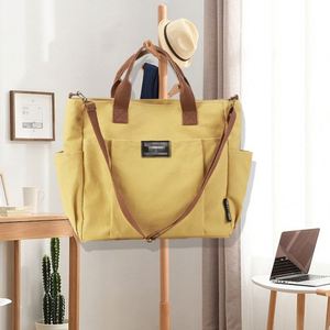Custom Printed Logo Shoulder Messenger Commuting Portable Unisex Canvas Tote Bag With Zipper and Pocket - Product Image 4