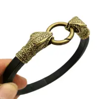 Cabeza de serpiente pulsera 10mm agujero de la fabricación de la pulsera del encanto de bronce antiguo