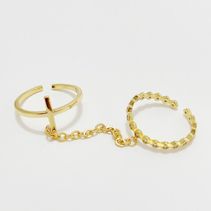 Anelli Trendy in <span class=keywords><strong>Argento</strong></span> <span class=keywords><strong>925</strong></span> con Zirconi, <span class=keywords><strong>Anello</strong></span> a <span class=keywords><strong>Catena</strong></span> Regolabile con Croce per Donne - Product Image 2