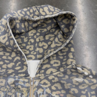 Ensemble de survêtement capri imprimé léopard, sweat à capuche zippé, pantalon large, streetwear, OEM, marque privée |   Haute qualité