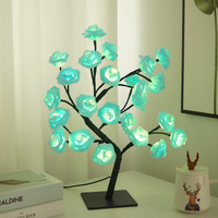 Nouvelle Lampe de Table Décorative en Forme de Rose Lumineuse à LED en PVC, Base USB, Petite Veilleuse d'Ambiance de Noël, Idéale pour l'Export