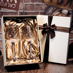 Pha Lê Kim Cương Đỏ rượu vang thủy tinh Hộp Quà Tặng thiết lập sang trọng kim cương cốc rượu vang Decanter thiết lập với Burgundy rượu vang thủy tinh 2 miếng, 18.6oz - Product Image 1