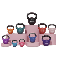 Kettlebell de fitness professionnel réglable en fonte colorée avec revêtement vinyle HL0002-27