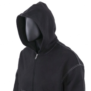 Sweat-shirts à capuche zippés surdimensionnés en coton lourd personnalisés TOPSHOW avec surpiqûres contrastées et épaules tombantes pour hommes - Product Image 3