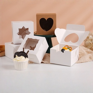 Caja de Papel Reciclable para Alimentos con Impresión Personalizada, Forma de Corazón, Ventana Transparente, para Pastelería, Cupcakes, Donuts, Envase para Llevar - Product Image 4