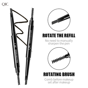 QIC – <span class=keywords><strong>crayon</strong></span> à sourcils triangulaire éblouissant à double tête, rotatif, imperméable, lisse, naturel, longue durée, noir, brun foncé - Product Image 4