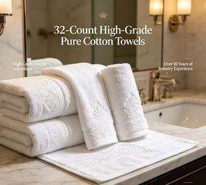 Ensemble de serviettes de luxe 5 étoiles pour hôtel, 100% coton biologique, écologique, hypoallergénique, avec logo personnalisé, jacquard, serviettes de visage, tapis de bain, serviettes de toilette - Product Image 4