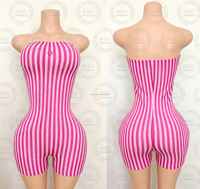 Conjunto de playa a rayas de 3 piezas para mujer: bikini halter, top corto y pantalones capri de cintura alta. Ideal para vacaciones de verano y descanso. Conjunto a juego al por mayor.