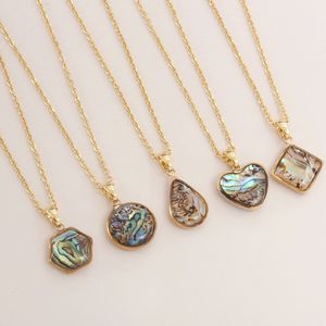 18K oro naturale Abalone conchiglia di pietra ciondolo collana Malachite onice turchese cuore/gocce d'acqua/geometria quadrata perline feste - Product Image 1