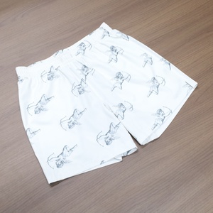 Men's White Cotton Shorts With Character Print Casual <b>Elastic</b> Waist Breathable Short Length High Quality Fabric Shorts - Product Image 2