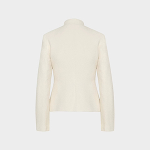 Trajes y blazers elegantes para mujer, chaqueta con diseño texturizado, cuello corto, botones dorados y bolsillos. - Product Image 6