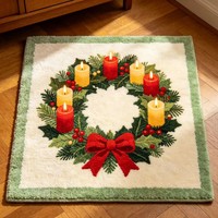 Tapis de sol circulaire en fausse fourrure de cachemire pour Noël, motif sapin de Noël, pour salon, canapé, entrée, absorbant et antidérapant