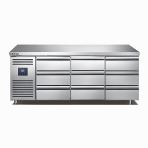 Frigorifero Banco da Lavoro Regolabile in Acciaio Inox con <span class=keywords><strong>6</strong></span>/9 <span class=keywords><strong>Cassetti</strong></span> <span class=keywords><strong>Congelatore</strong></span> Sottobanco da Cucina ad Aria Diretta per Vetrina da Bar - Product Image 1