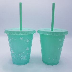 Vendite calde BPA Libero 16 once di Plastica di Colore Cambia Tazze di Acqua Fredda Per Andare Tazza di Caffè di Colore Magico Che Cambia Tazza con Coperchio e Paglia - Product Image 6