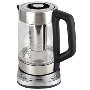 Fornecedor 220V Ouro Controle Automático De Temperatura Tea Maker Chaleira Elétrica chaleira elétrica de vidro com corpo de aço inoxidável 1750