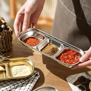 Piattini per Salse Coreane in Acciaio Inox, Contenitori Compartimentati per BBQ e Hot Pot, Ideali per Ristoranti e Buffet - Product Image 5