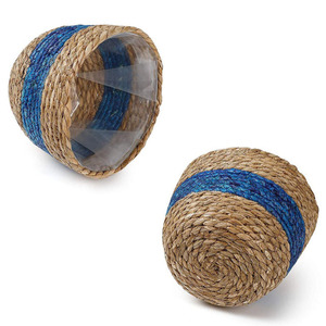 Natural Straw Plant Handmade Woven Eco-Friendly Round <b>Storage</b> <b>Basket</b> with Plastic Liner <b>for</b> Outdoor Garden Flower Use - Product Image 1