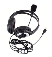Casque de jeu supra-auriculaire avec micro, son stéréo filaire USB-A pour PC, Mac, console PS, Plug and Play