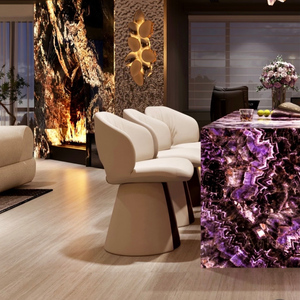 <span class=keywords><strong>Comptoir</strong></span> de bar en améthyste, pierre translucide naturelle de couleur violette, design mystérieux rétroéclairé, <span class=keywords><strong>pour</strong></span> cuisine ouverte - Product Image 5