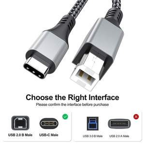 Type C To <b>Usb</b> Printer Data <b>Cable</b> 0.3M 1M 2M 3M Length Copper Wire Nickel Plating Fast <b>Charging</b> For Laptop Keyboard - Product Image 4