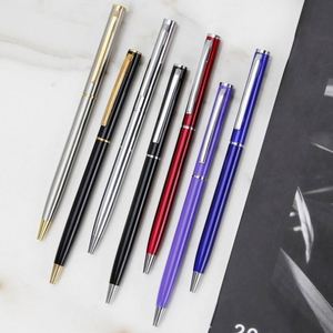 High Quality Multi Color Slim Metal Ballpoint Custom Printed Logo Smooth Writing <b>Rotating</b> Signature Pen for Business Office - Product Image 3