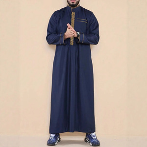 Abaya Marroquí Bordada Lijia con Cuello Alto para <span class=keywords><strong>Hombre</strong></span>, Túnica Árabe Modesta Islámica Saudí Turca, Larga hasta el Tobillo, Manga Larga, para <span class=keywords><strong>Boda</strong></span> - Product Image 1