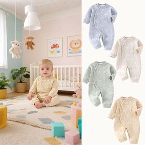 Combinaison pour bébé 100% coton, douce et agréable pour la peau, body pour nouveau-né, garçons et filles, 0-12 mois, manches longues, confortable, à porter au quotidien, à la maison ou en extérieur - Product Image 1