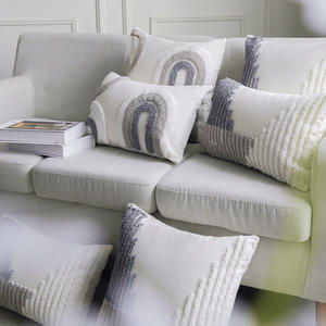 Abstract Geometric Tufted <b>Cushion</b> Cover Square Chenille Pillowcase Home Decor Sofa Bedroom Use Polyester Cotton Material - Product Image 3