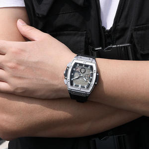 Elegante Reloj de Hombre con Forma de Barril, Reloj de Cuarzo Cronógrafo de Silicona Multifuncional para Exteriores - Product Image 3