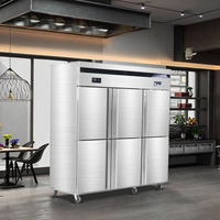 Congélateur-chiller commercial à 6 portes, vertical, en acier inoxydable, à refroidissement par air, pour restaurant et cuisine centrale