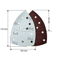 Matériel abrasif en oxyde d'aluminium 152x105mm 11 trous, feuilles de ponçage triangulaires pour le polissage de surfaces industrielles